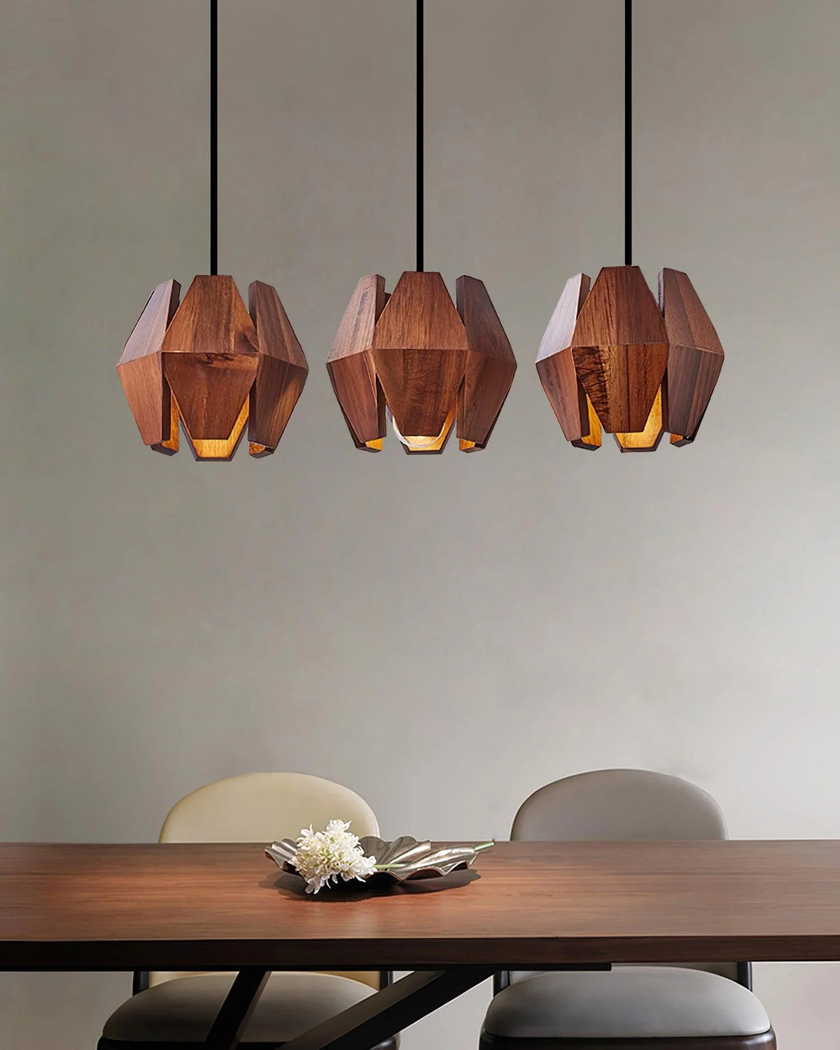 Pendant Lamp | Wood Shade & Metal | Dimmer-Compatible