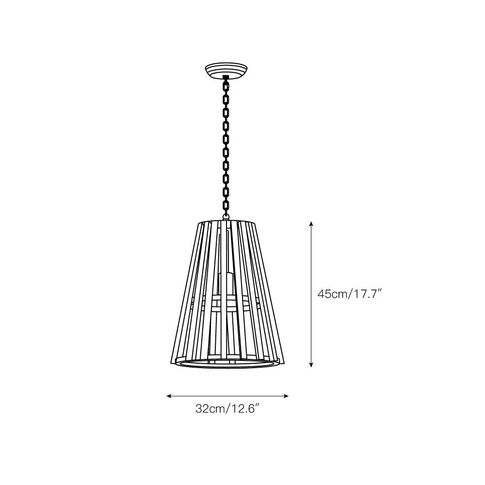 Pendant Lamp | Wooden Shade & Iron Body | 32 cm Diameter