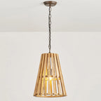 Pendant Lamp | Wooden Shade & Iron Body | 32 cm Diameter