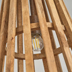 Pendant Lamp | Wooden Shade & Iron Body | 32 cm Diameter