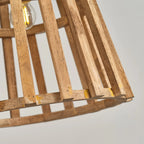 Pendant Lamp | Wooden Shade & Iron Body | 32 cm Diameter