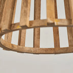 Pendant Lamp | Wooden Shade & Iron Body | 32 cm Diameter