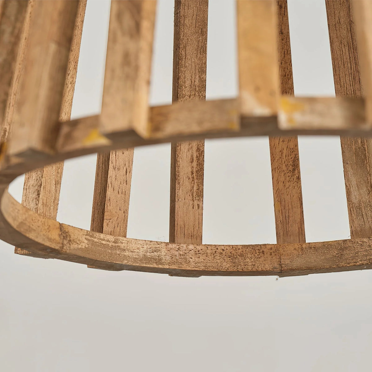 Pendant Lamp | Wooden Shade & Iron Body | 32 cm Diameter