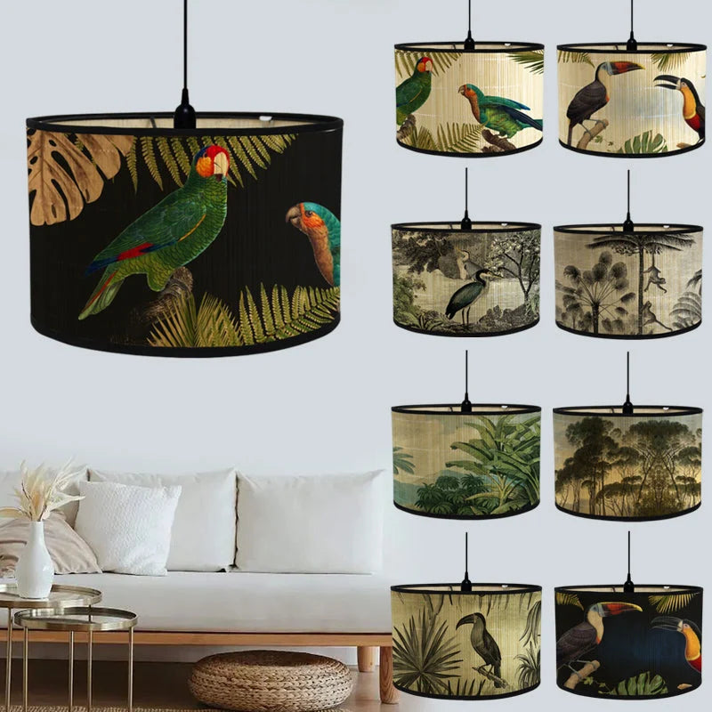 Pendant Lampshade | Tropical Printed Fabric & E27 Compatible | 30 cm