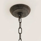 Pendant Lantern | Vintage Rustic Metal Body & Wood Shade | 4-Head