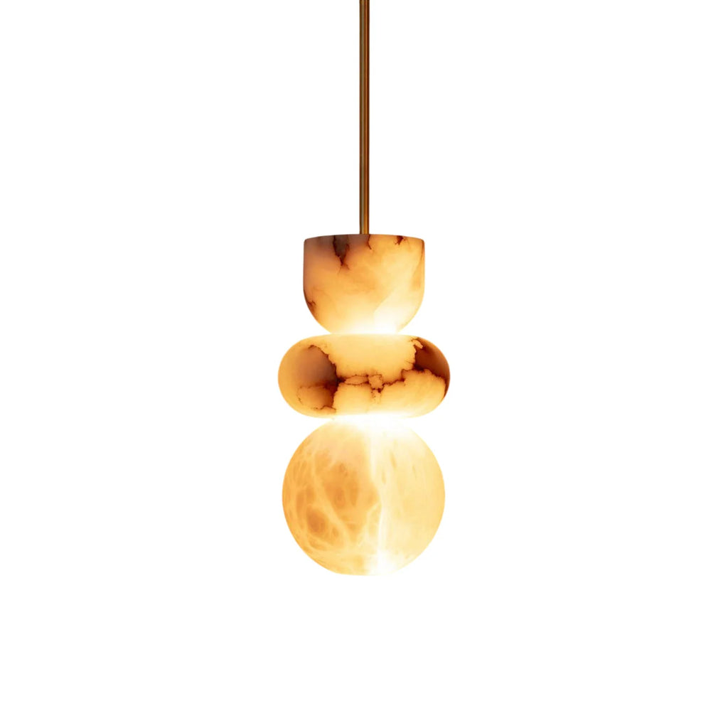 Pendant Light | Alabaster Shade & Brass Body | 3 Sizes