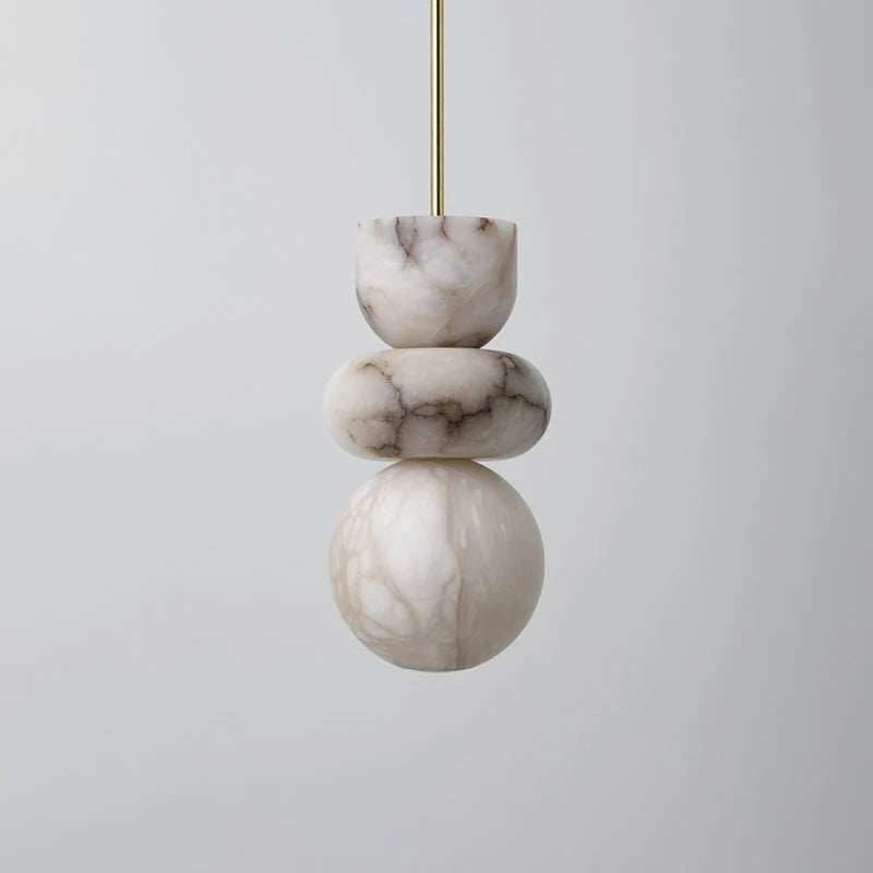 Pendant Light | Alabaster Shade & Brass Body | 3 Sizes
