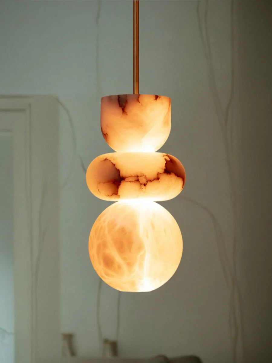 Pendant Light | Alabaster Shade & Brass Body | 3 Sizes