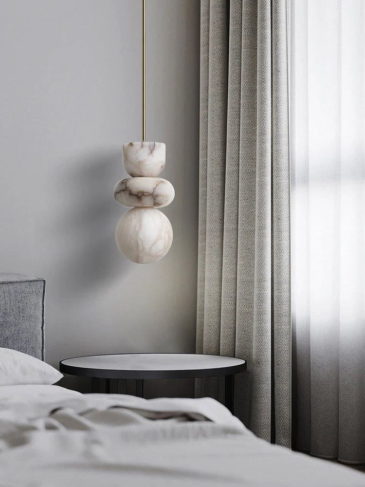Pendant Light | Alabaster Shade & Brass Body | 3 Sizes