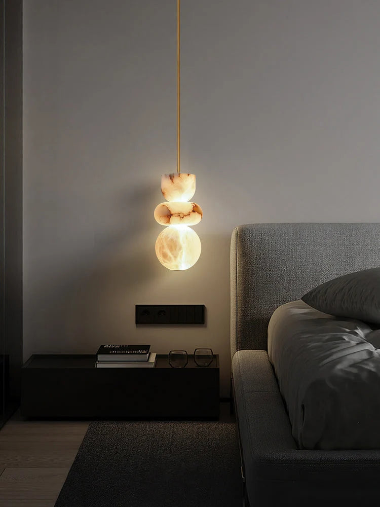 Pendant Light | Alabaster Shade & Brass Body | 3 Sizes