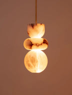 Pendant Light | Alabaster Shade & Brass Body | 3 Sizes