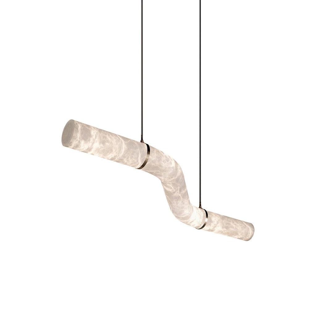 Pendant Light | Alabaster Shade, Brass Body & Integrated LED | 120/150 cm