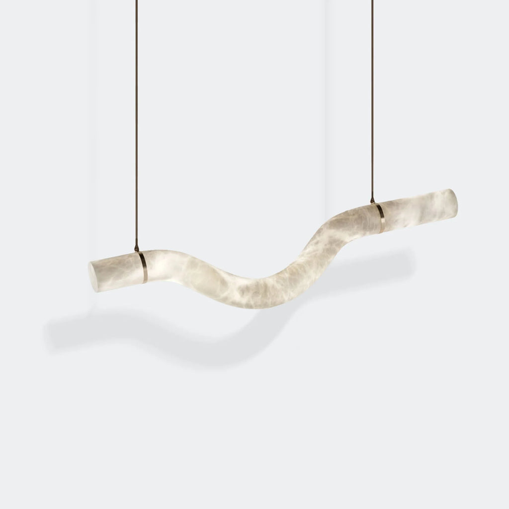 Pendant Light | Alabaster Shade, Brass Body & Integrated LED | 120/150 cm