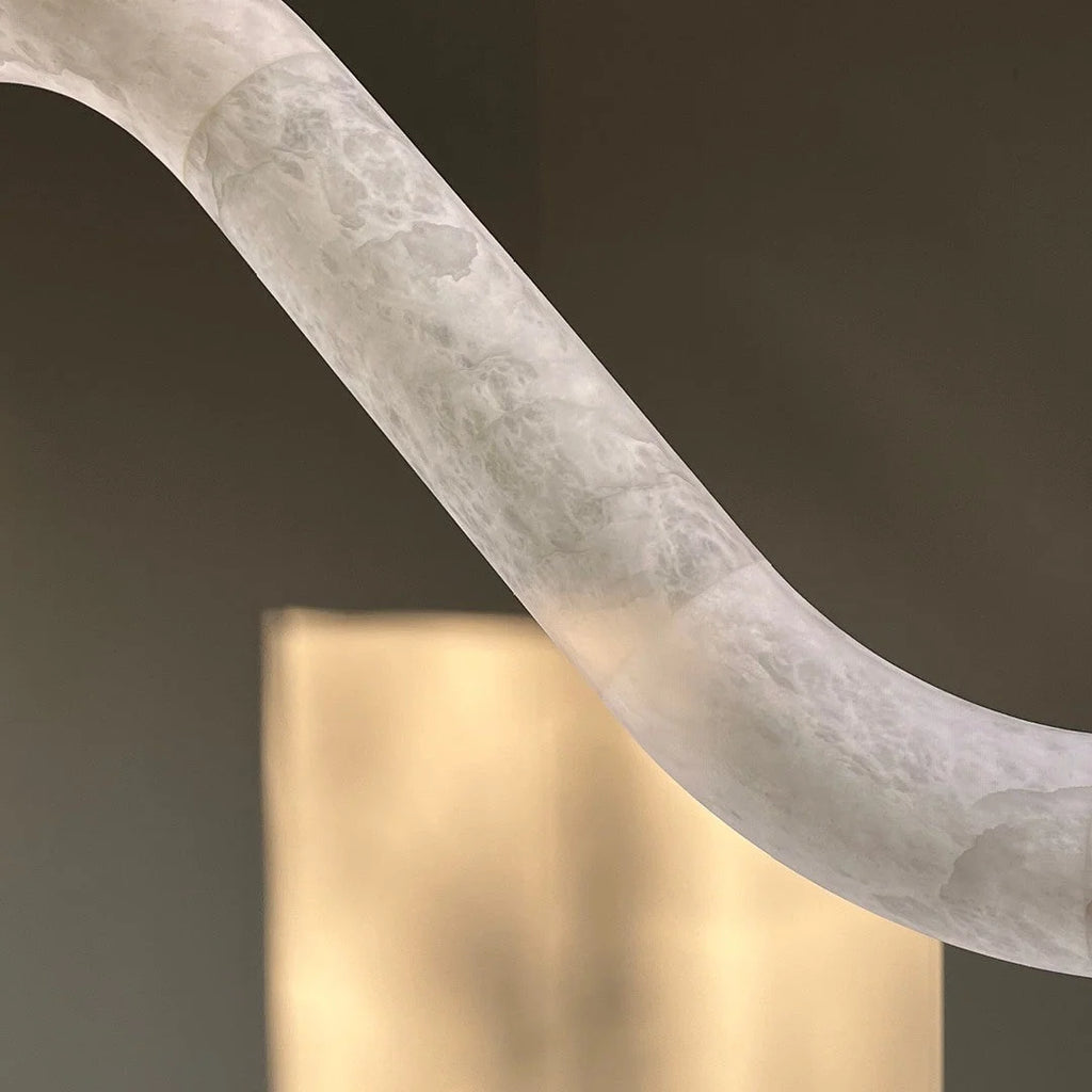 Pendant Light | Alabaster Shade, Brass Body & Integrated LED | 120/150 cm