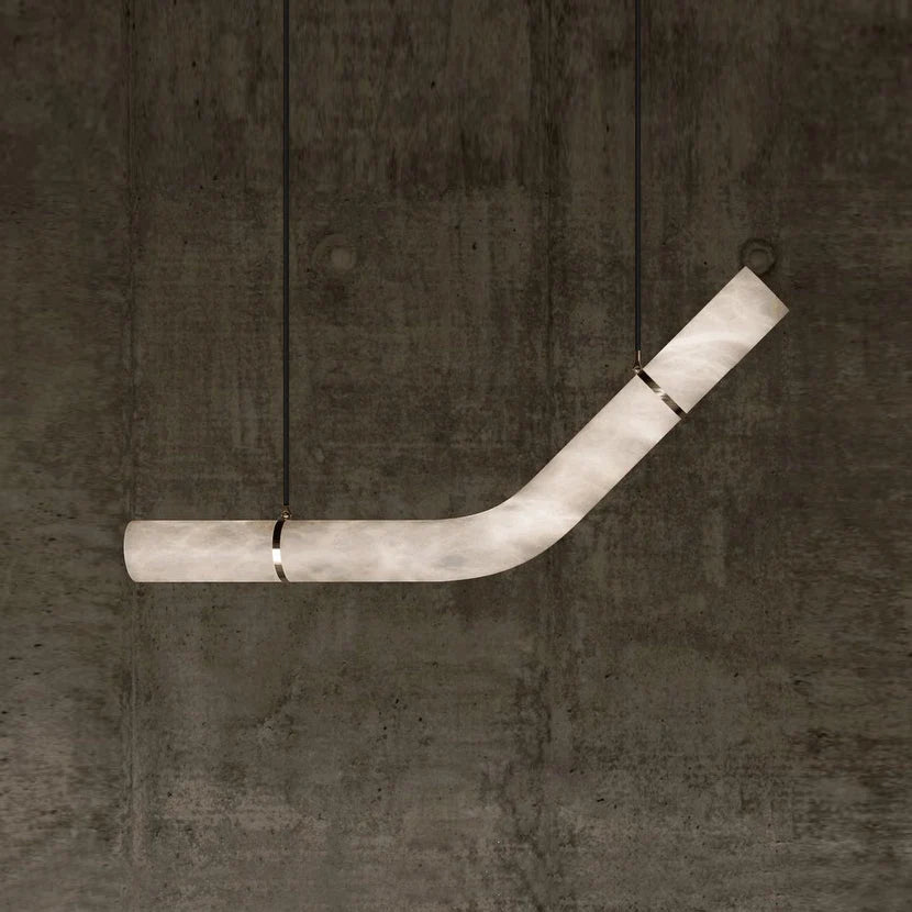 Pendant Light | Alabaster Shade, Brass Body & Integrated LED | 120/150 cm
