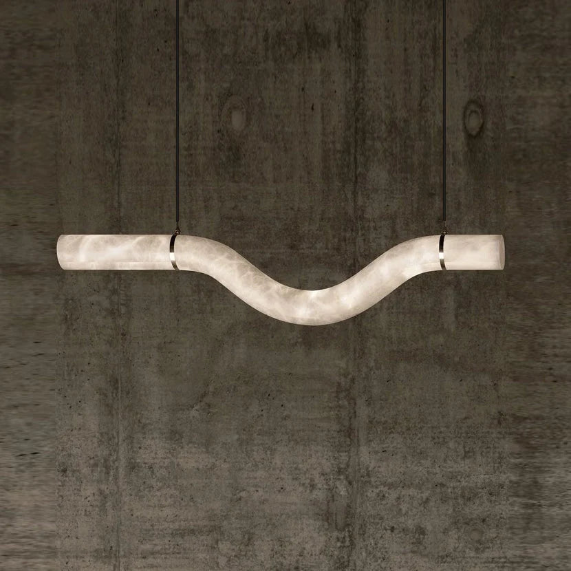 Pendant Light | Alabaster Shade, Brass Body & Integrated LED | 120/150 cm