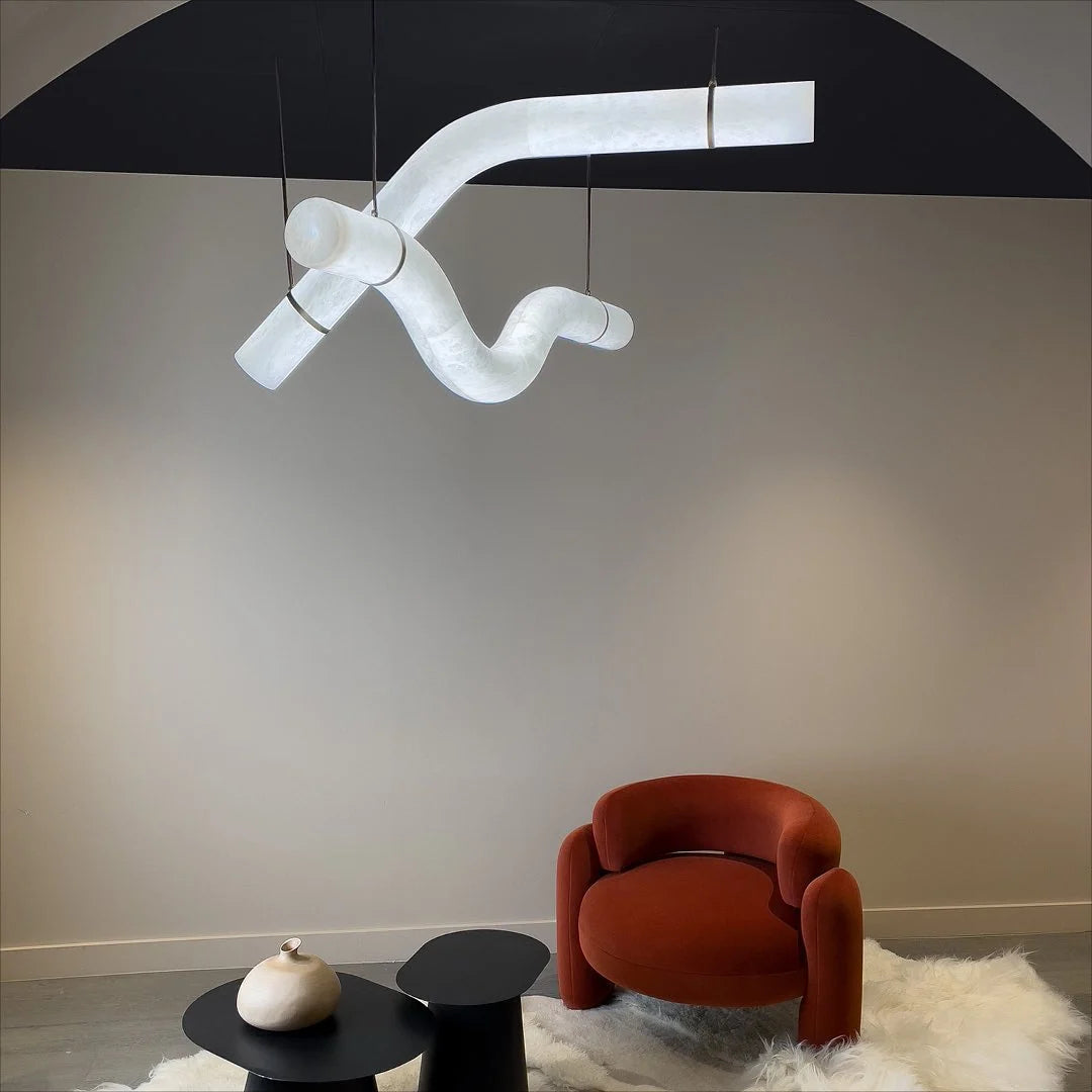 Pendant Light | Alabaster Shade & Brass Body & Integrated LED