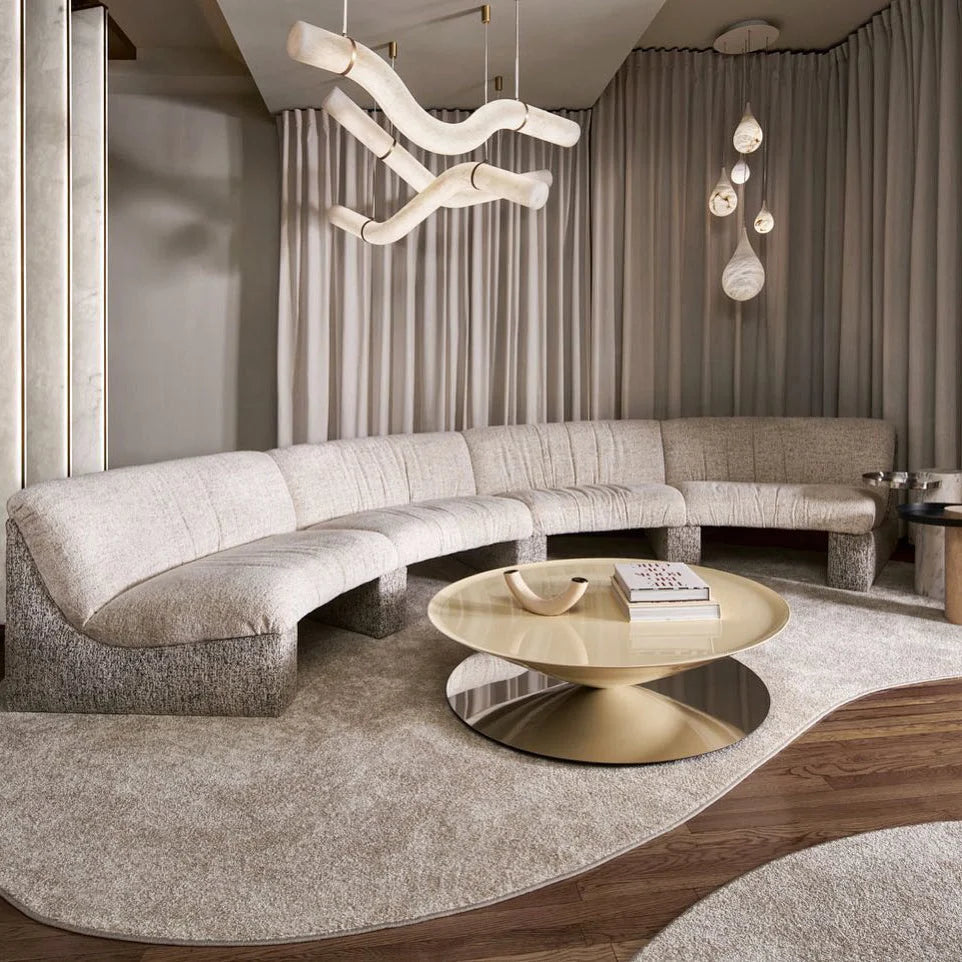 Pendant Light | Alabaster Shade & Brass Body & Integrated LED
