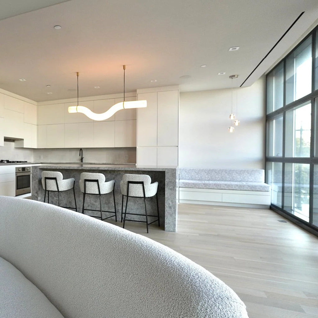 Pendant Light | Alabaster Shade & Brass Body & Integrated LED