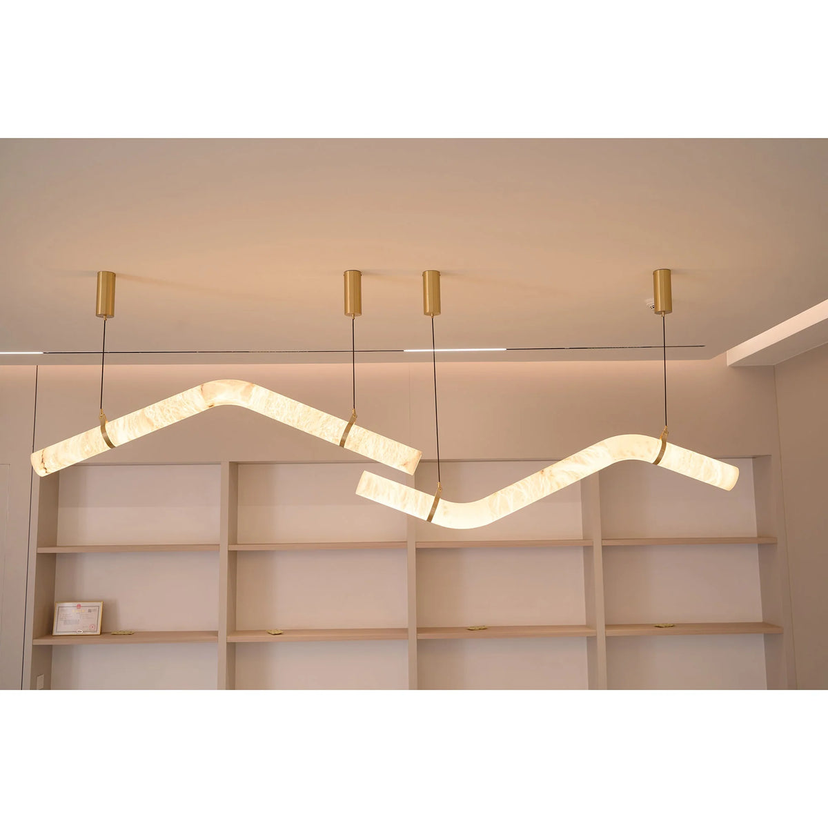 Pendant Light | Alabaster Shade & Brass Body & Integrated LED