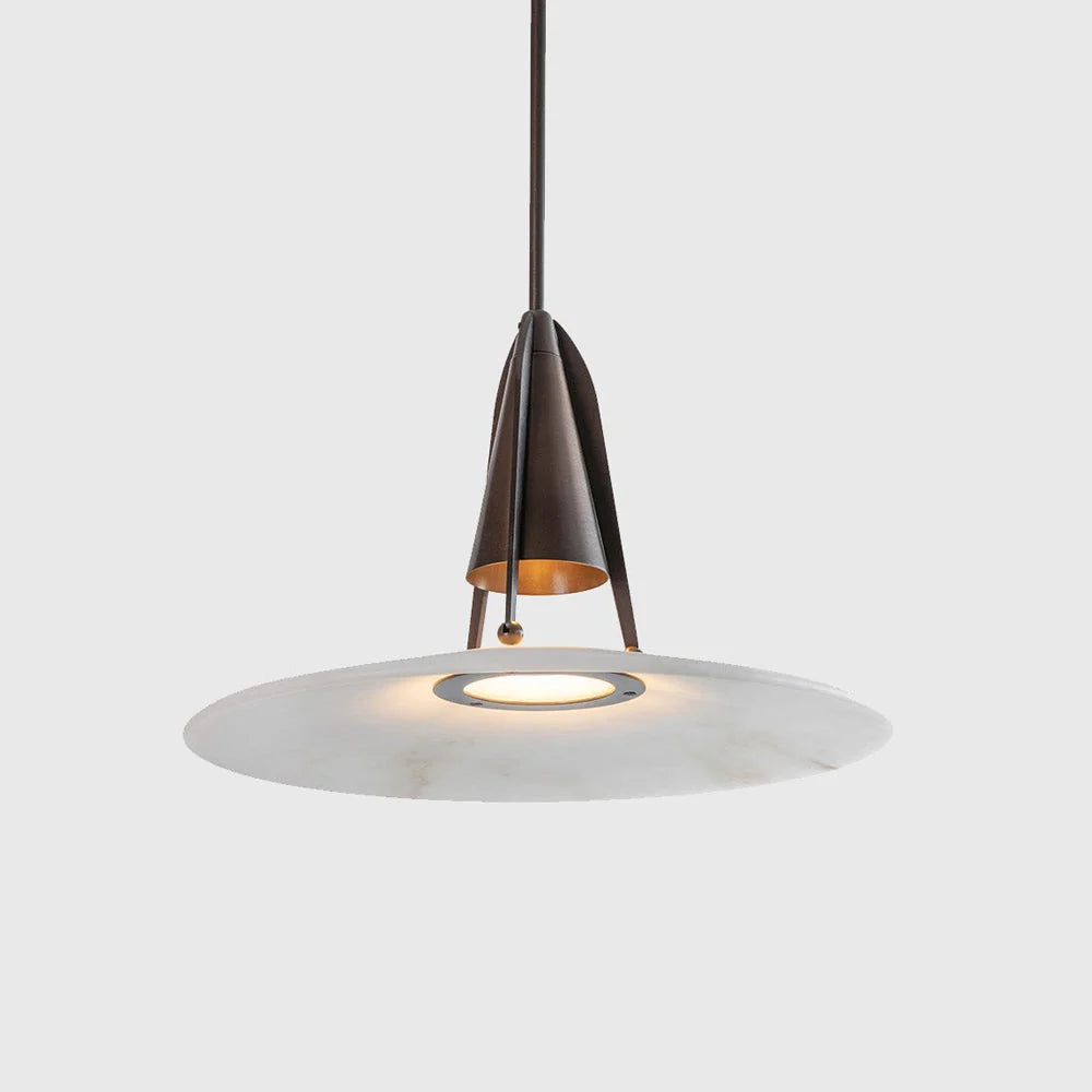 Pendant Light | Alabaster Shade & Metal Frame | 35 cm Diameter