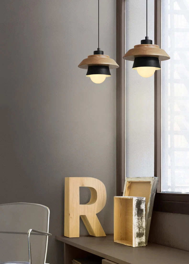 Pendant Light | Aluminum Body & Wood Accent | E26/E27 Socket