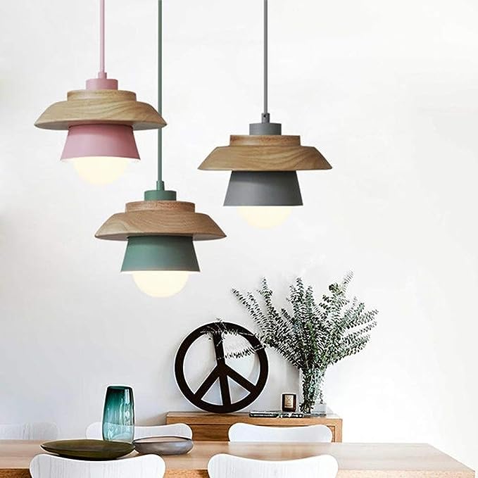 Pendant Light | Aluminum Body & Wood Accent | E26/E27 Socket