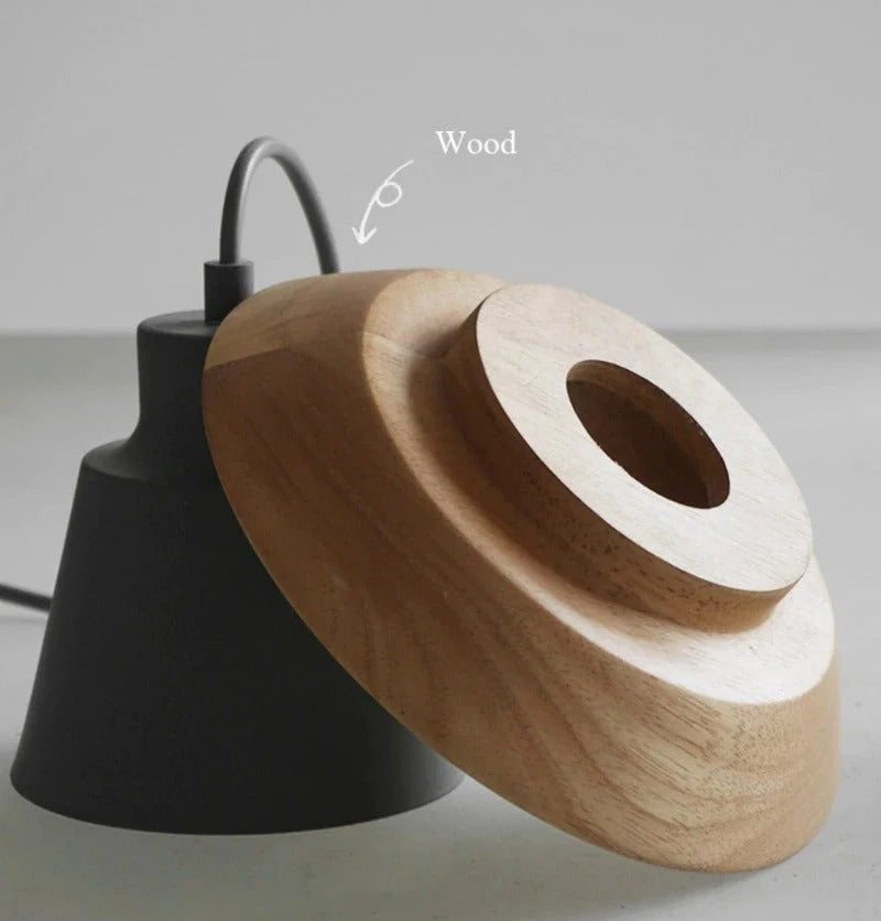 Pendant Light | Aluminum Body & Wood Accent | E26/E27 Socket