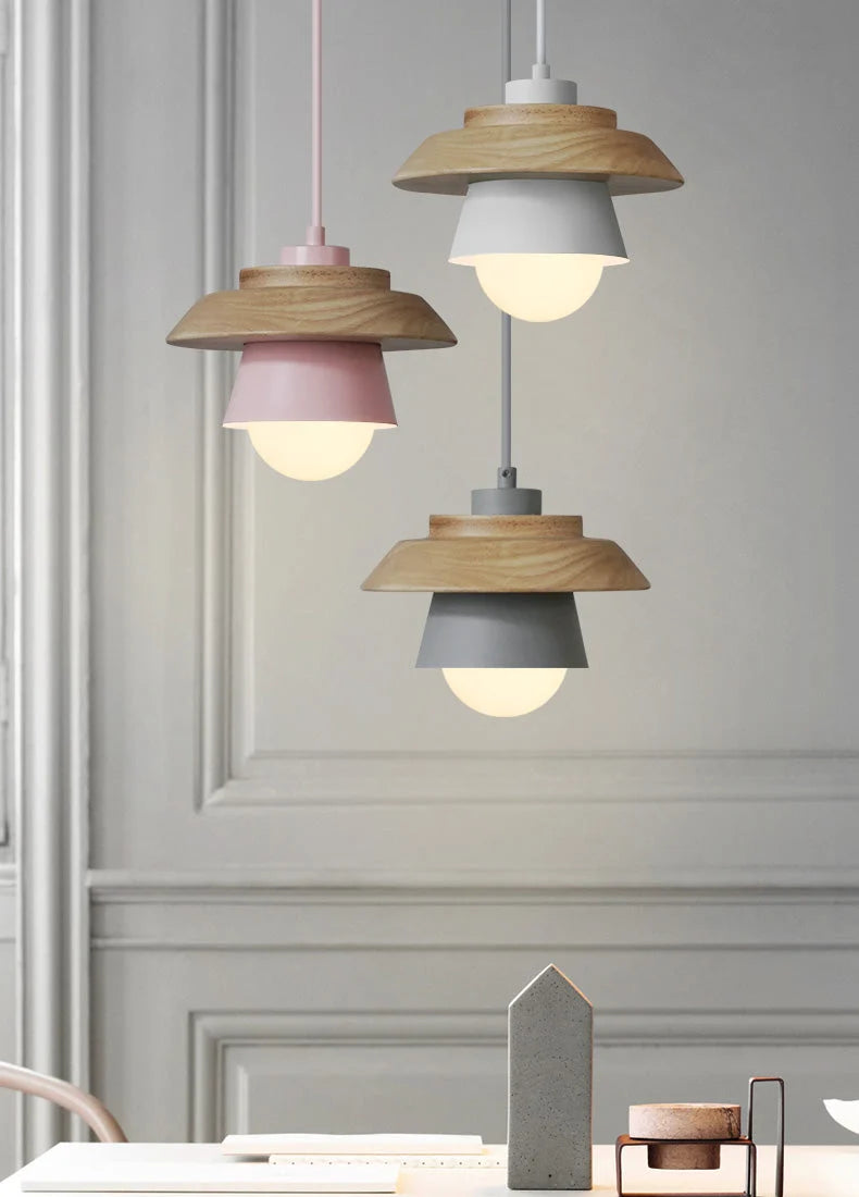 Pendant Light | Aluminum Body & Wood Accent | E26/E27 Socket