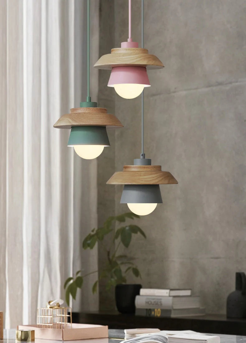 Pendant Light | Aluminum Body & Wood Accent | E26/E27 Socket
