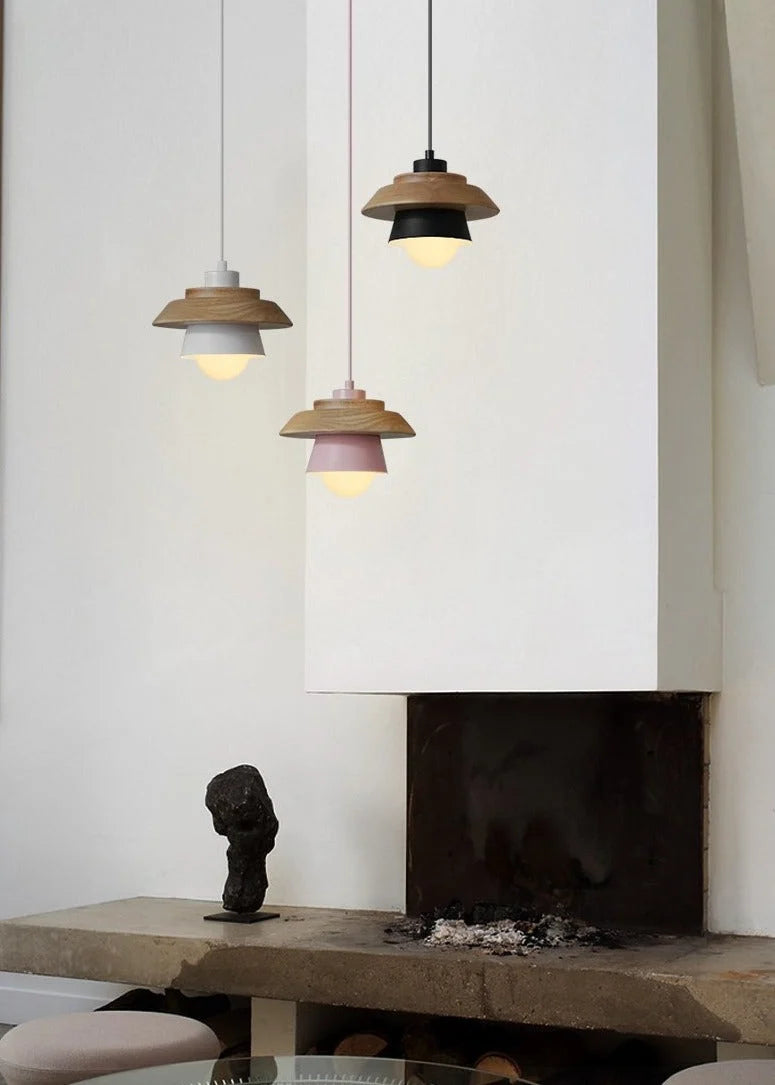 Pendant Light | Aluminum Body & Wood Accent | E26/E27 Socket