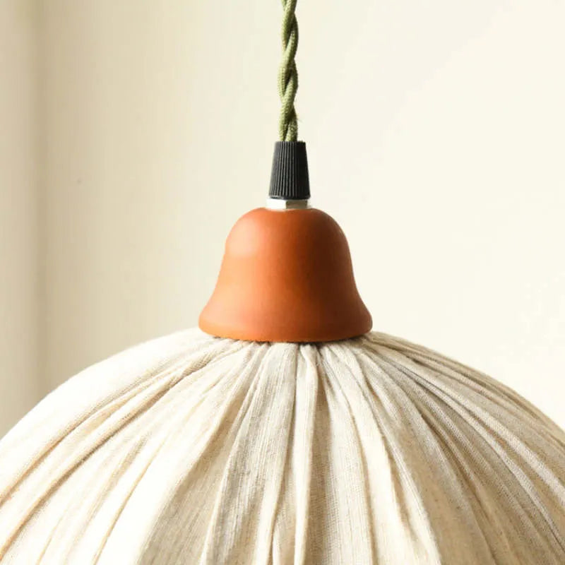 Pendant Light | Beige Fabric Shade & LED Included