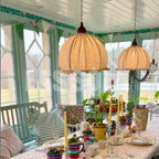 Pendant Light | Beige Fabric Shade & LED Included
