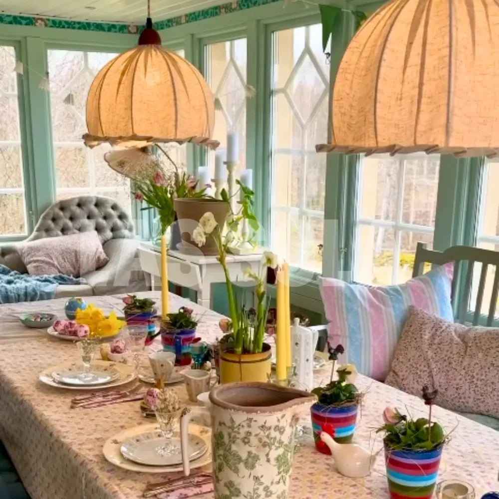 Pendant Light | Beige Fabric Shade & LED Included