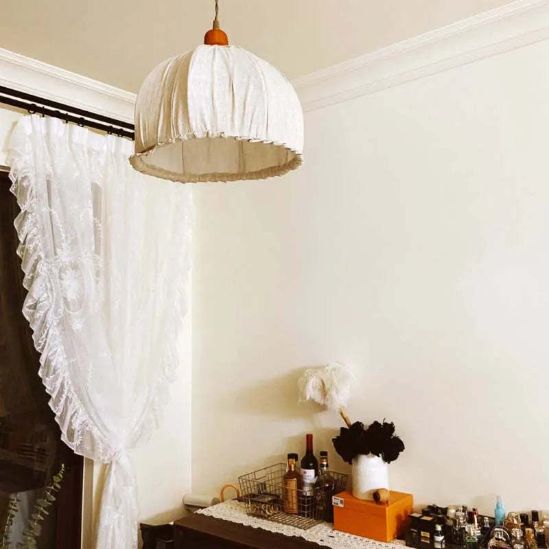 Pendant Light | Beige Fabric Shade & LED Included