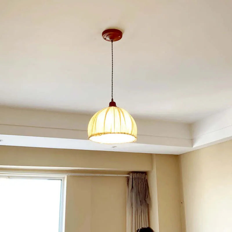 Pendant Light | Beige Fabric Shade & LED Included