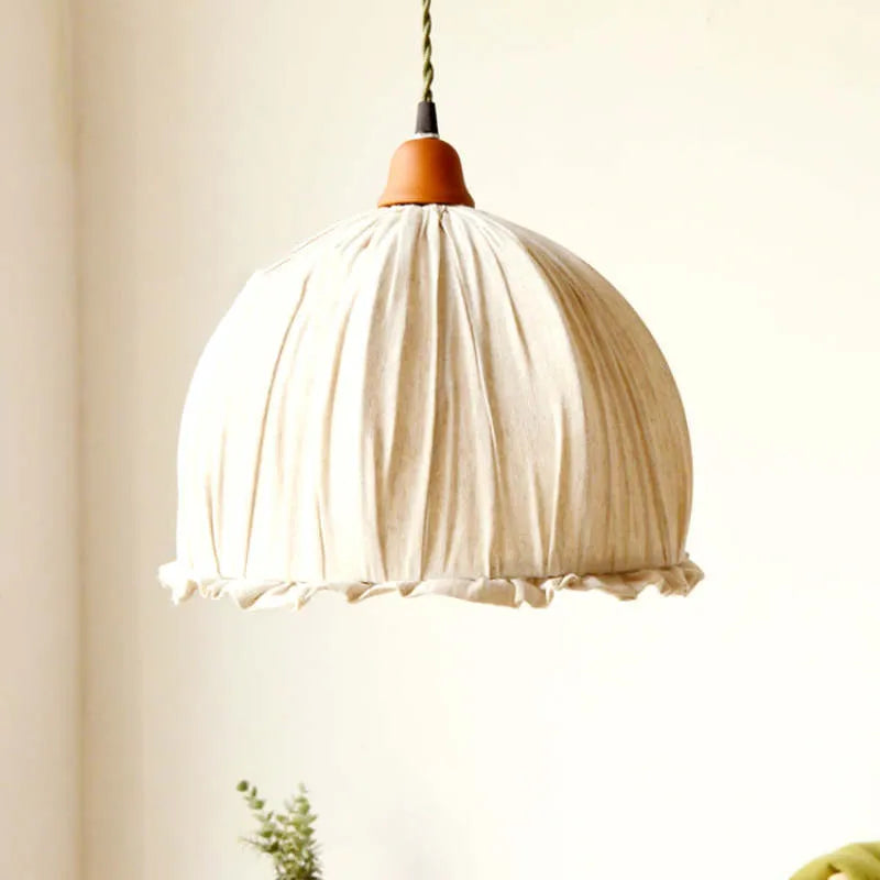 Pendant Light | Beige Fabric Shade & LED Included