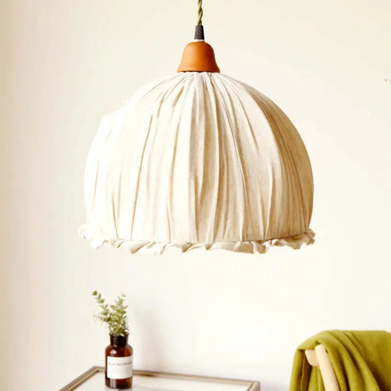 Pendant Light | Beige Fabric Shade & LED Included