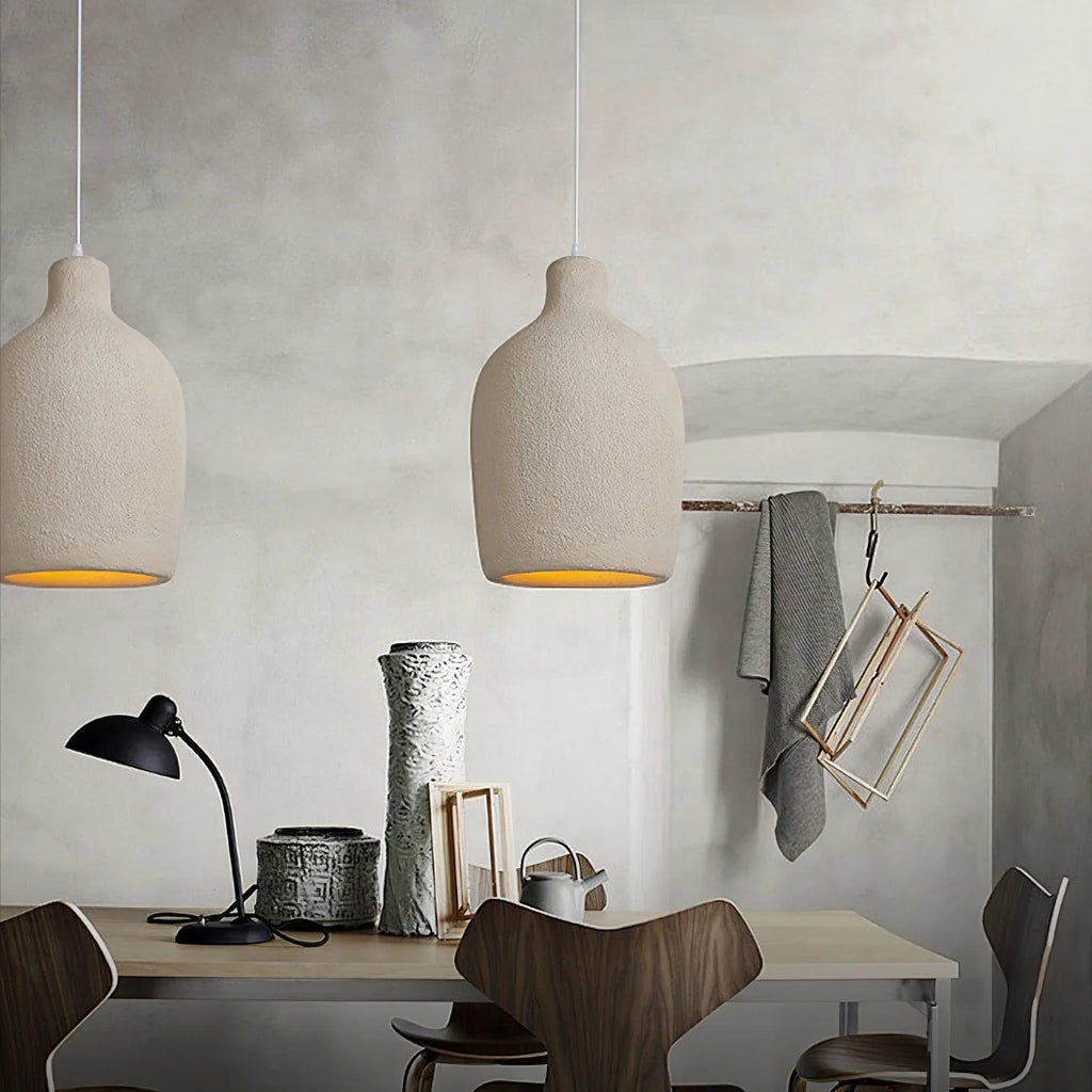 Pendant Light | Beige Shade, Metal Frame & Adjustable Suspension