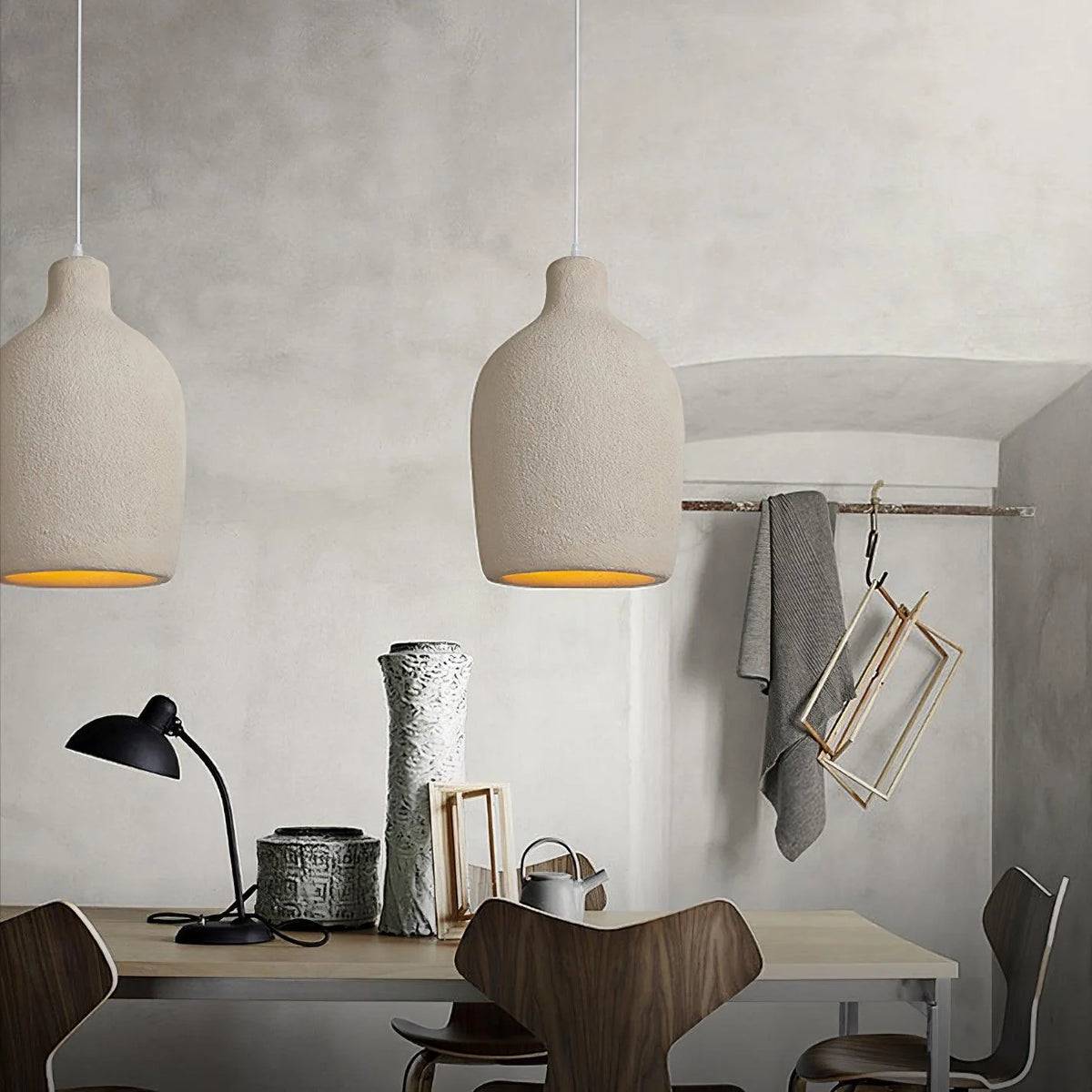 Pendant Light | Beige Shade, Metal Frame & Adjustable Suspension
