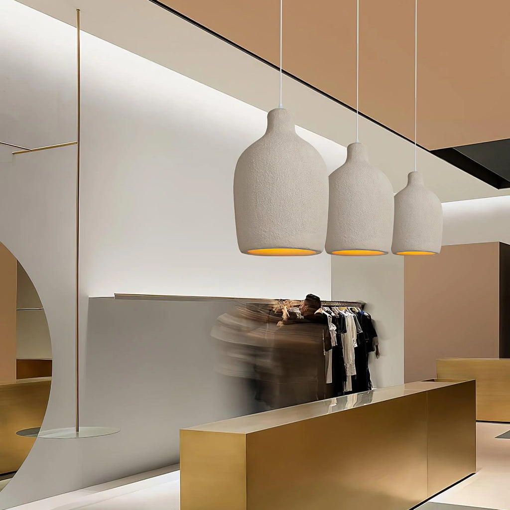 Pendant Light | Beige Shade, Metal Frame & Adjustable Suspension
