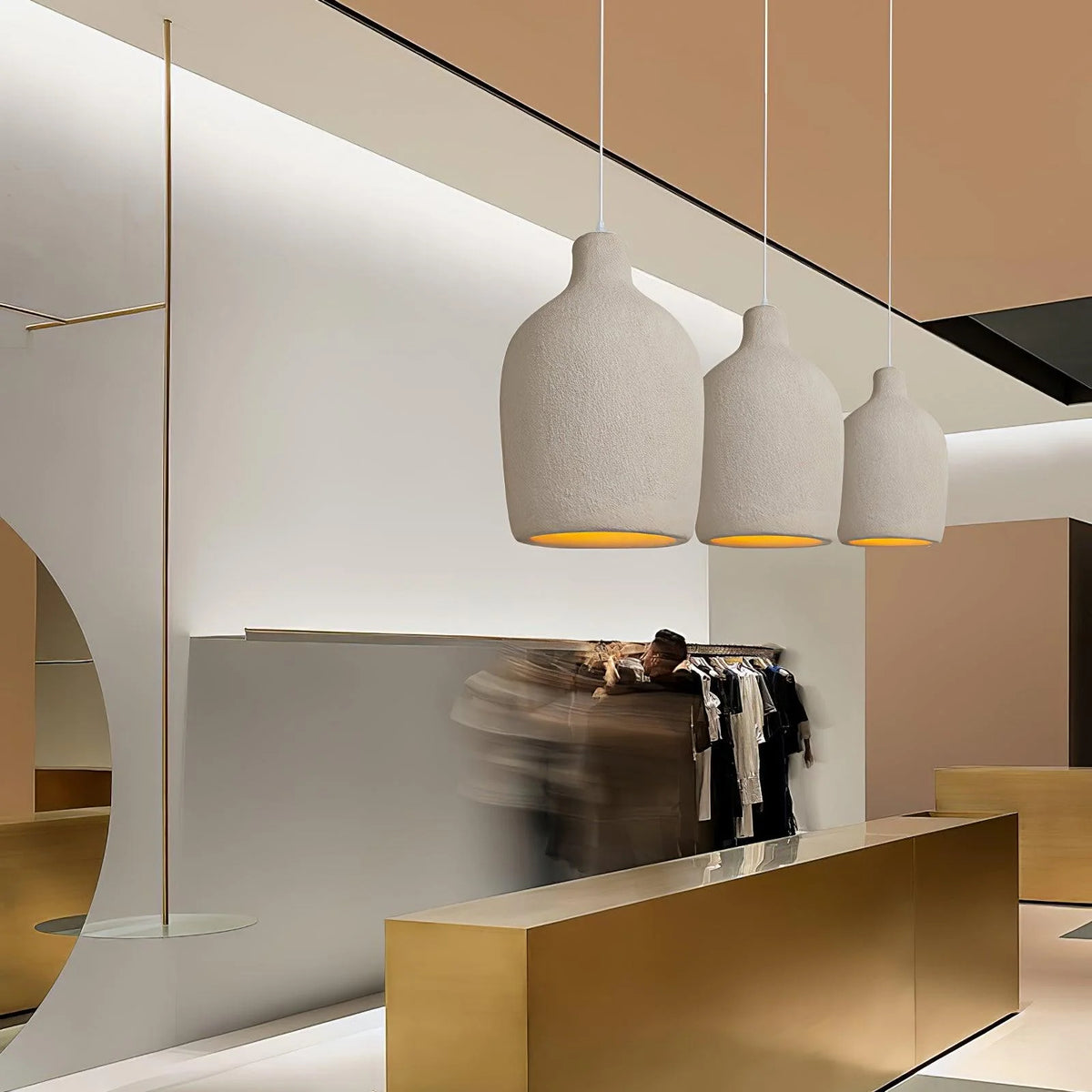 Pendant Light | Beige Shade, Metal Frame & Adjustable Suspension