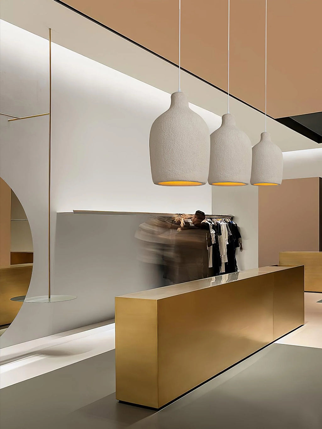 Pendant Light | Beige Shade, Metal Frame & Adjustable Suspension