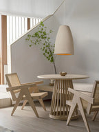 Pendant Light | Beige Shade, Metal Frame & Adjustable Suspension
