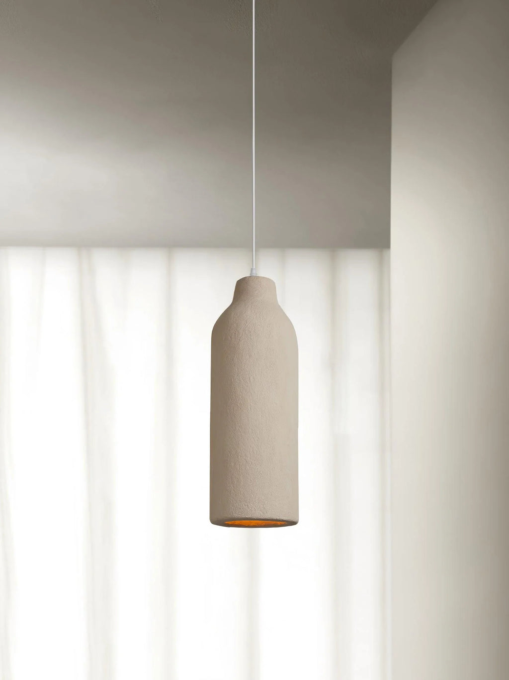Pendant Light | Beige Shade, Metal Frame & Adjustable Suspension
