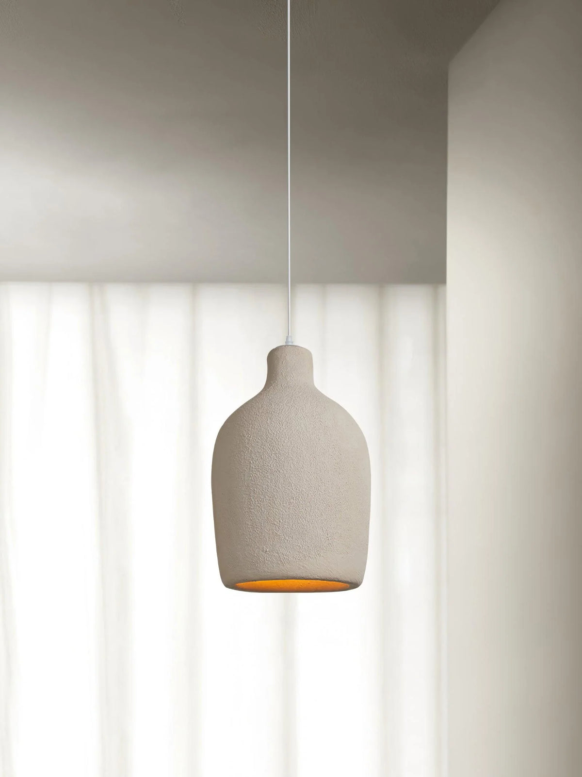 Pendant Light | Beige Shade, Metal Frame & Adjustable Suspension