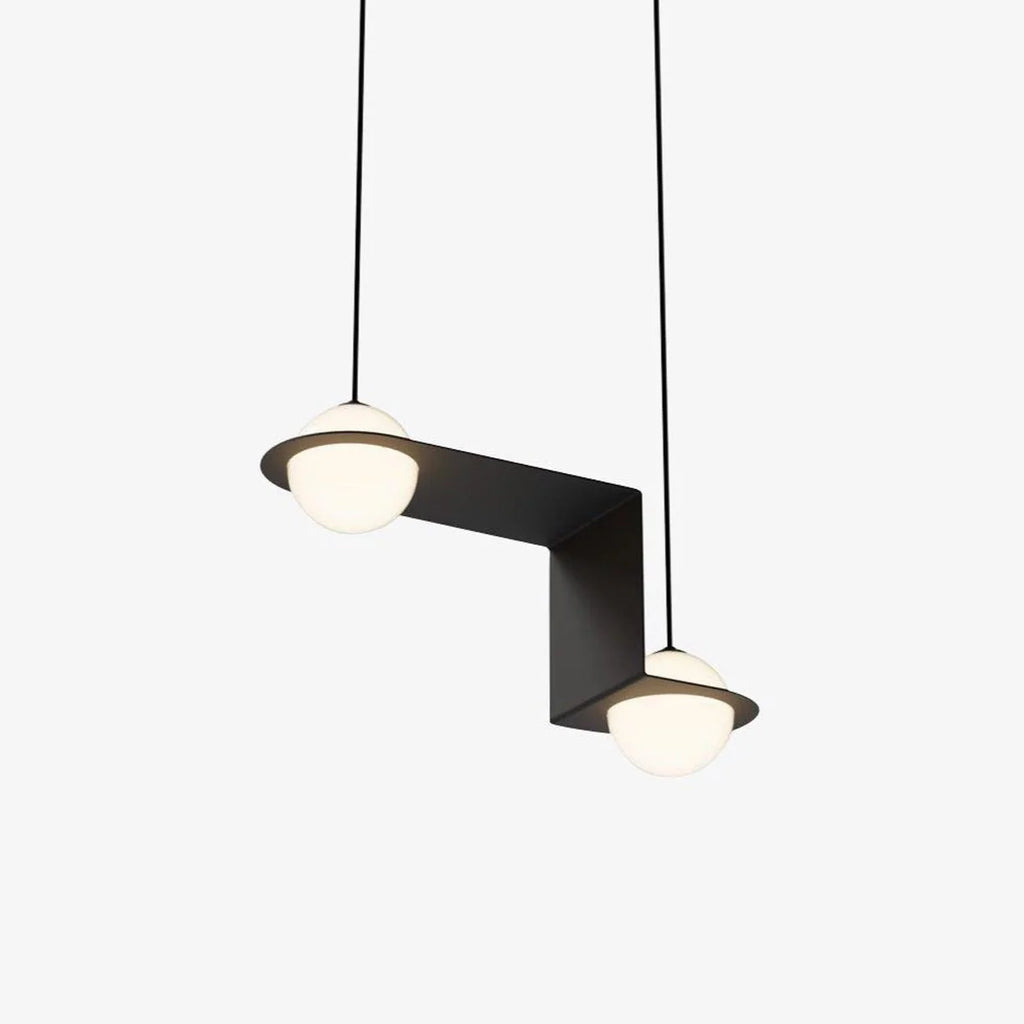 Pendant Light | Black & White Glass Shade & Adjustable Height | Hardwired