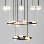 Pendant Light | Black & White Glass Shade & Adjustable Height | Hardwired
