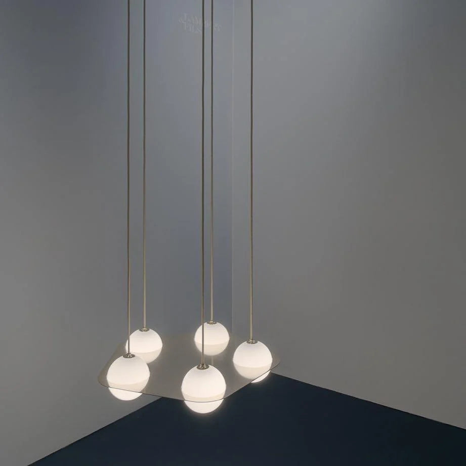 Pendant Light | Black & White Glass Shade & Adjustable Height | Hardwired