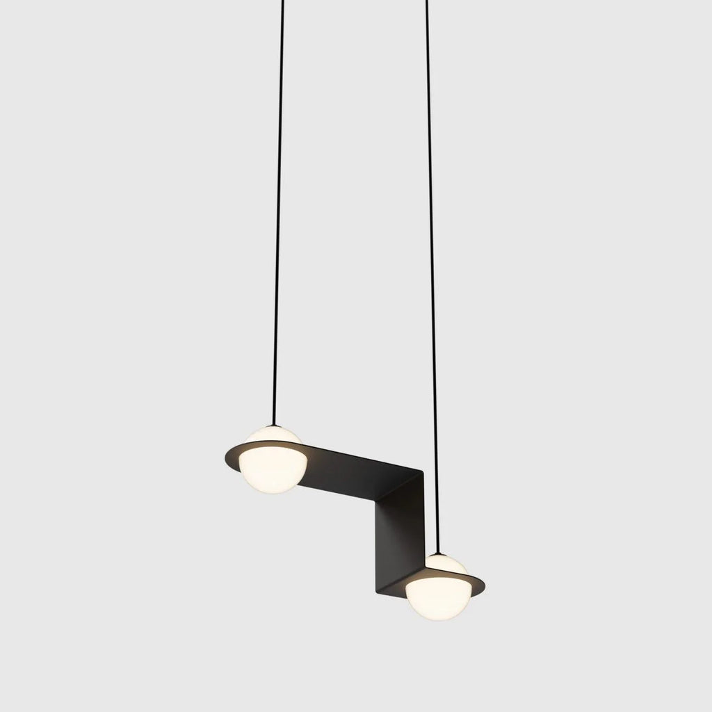 Pendant Light | Black & White Glass Shade & Adjustable Height | Hardwired